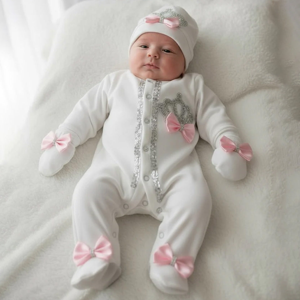 Luxe Crown Romper Set (Pink)