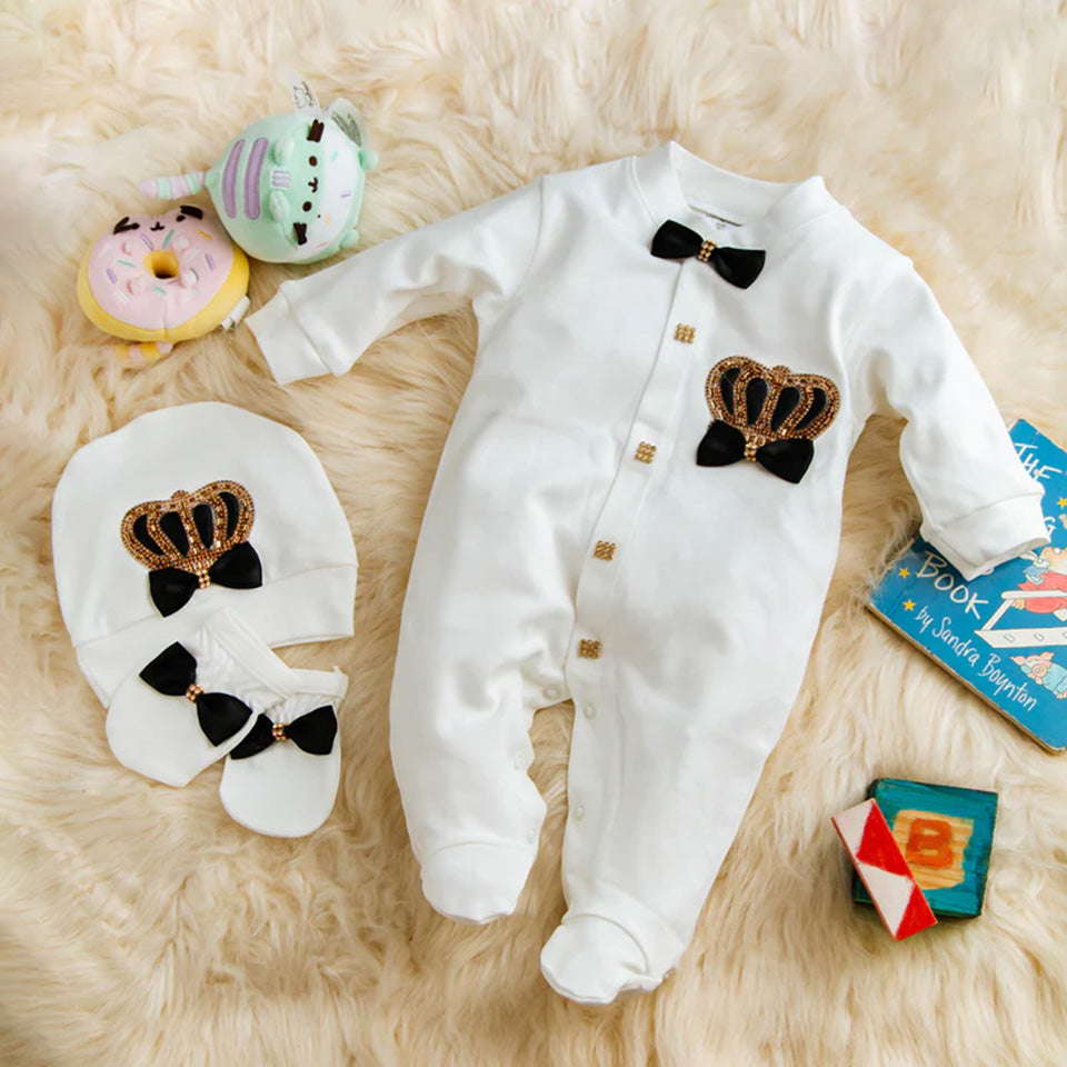 Black & Gold Royal Crown Romper Winter