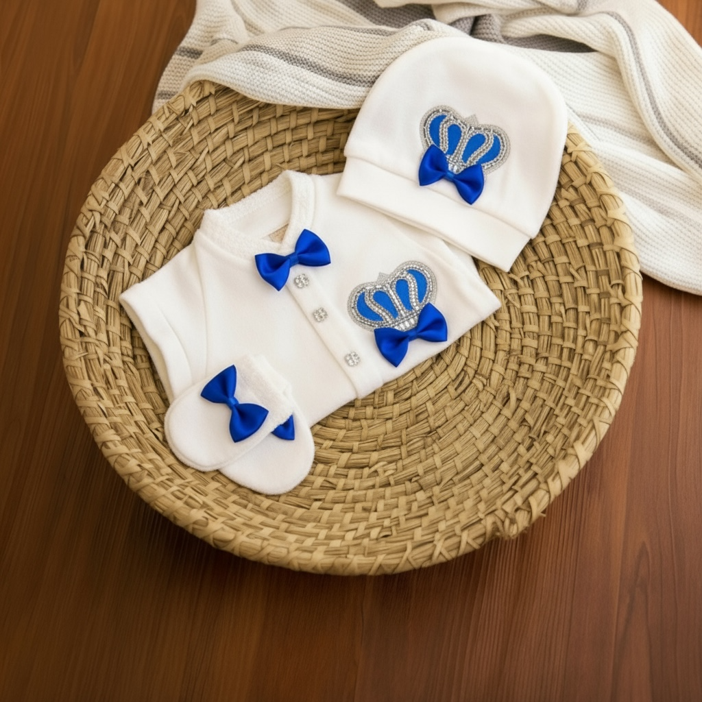 Royal Blue Crown Romper Set Summer