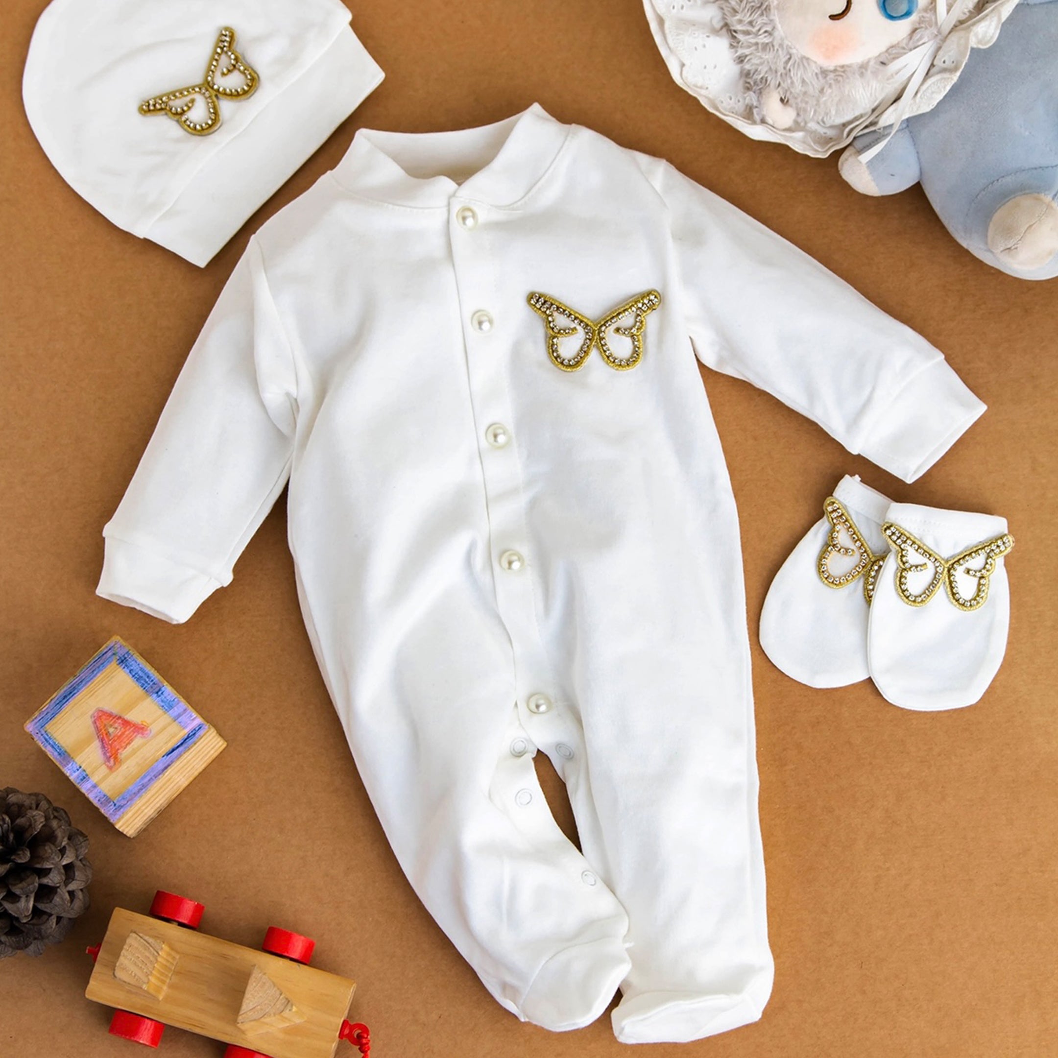 Butterfly Jewel Wings Romper Golden Summer